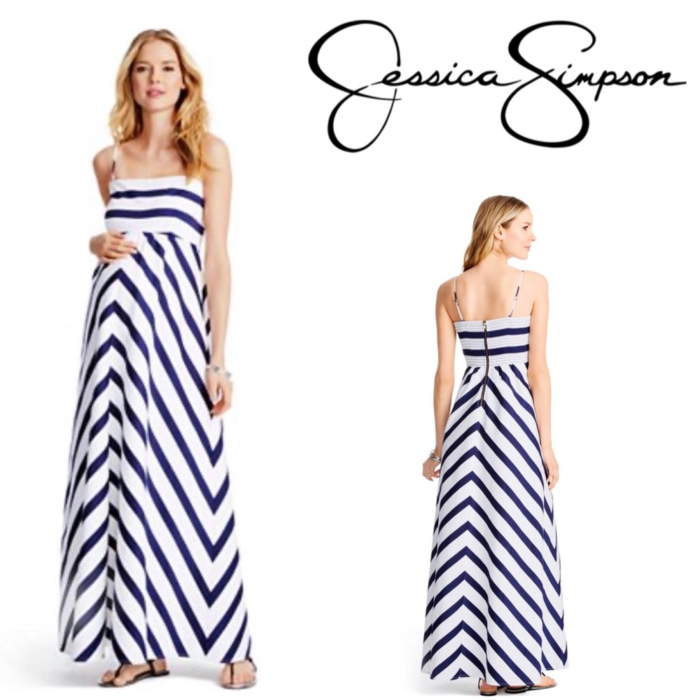 Jessica Simpson White and Navy Dress
